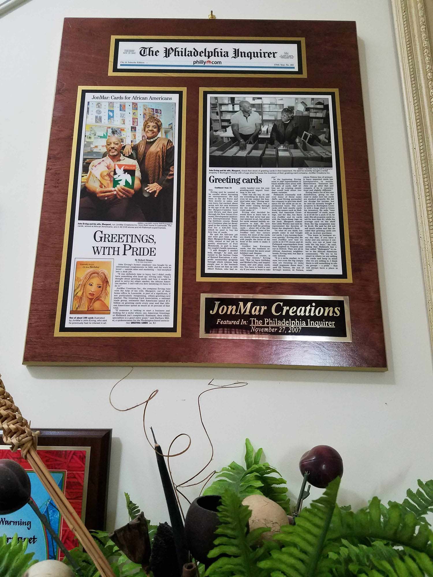 JonMar Creations Inc has been featured in nearly every news publication and or magazine in the Mid Atlantic region of the USA